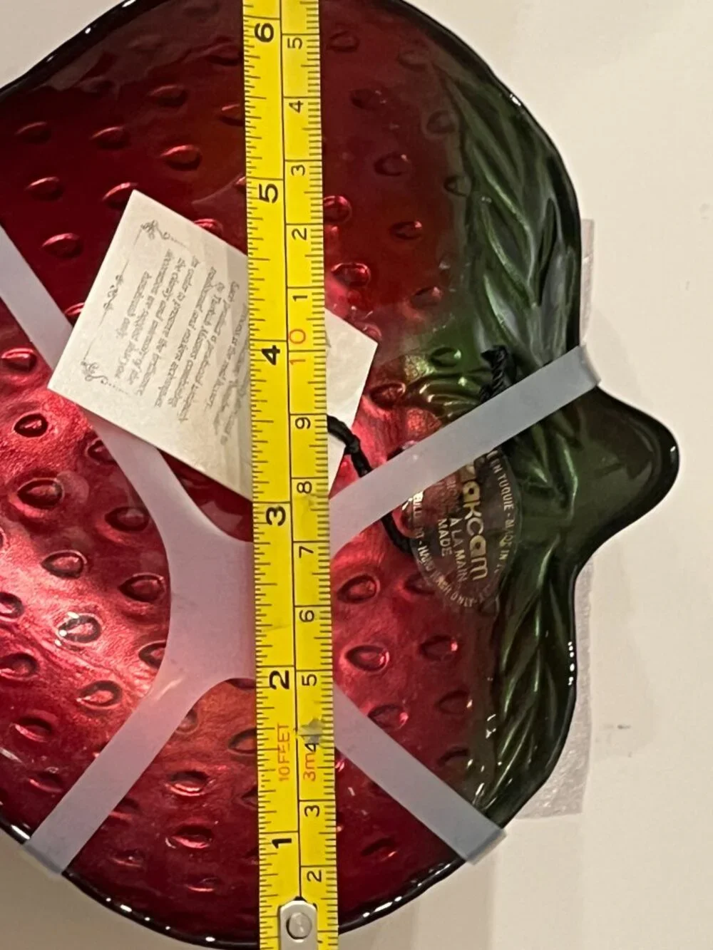 AKCAM Turkish Art Glass Strawberry Bowls Set of 6 NWT